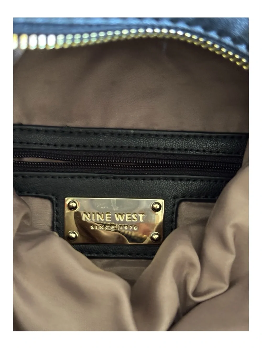 Nine West Fold-Over Clutch with Gold Chain Strap Women's Black